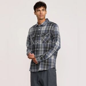Men's Prana Blue Plaid Shirt - Large